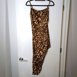 NWOT Forever 21 Leopard Print Asymmetrical Hem Dress